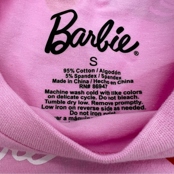 Barbie Pink Heart Crop Style Tee Top S NWT - Picture 3 of 3